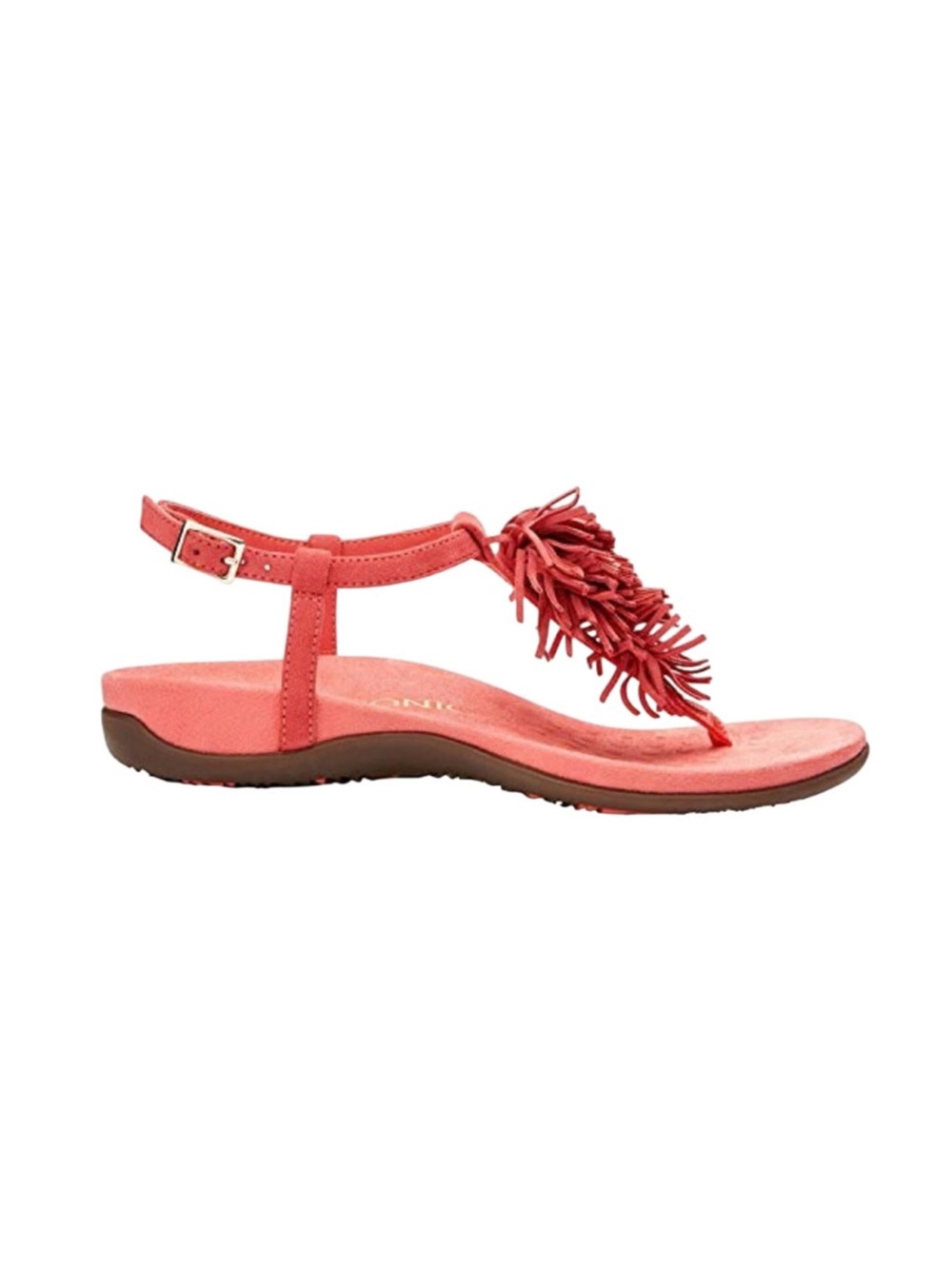 Vionic Sosha Leather T-Strap Sandals Coral 9